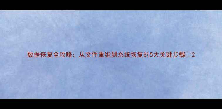 图片 数据恢复全攻略：从文件重组到系统恢复的5大关键步骤✨2