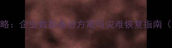 数据恢复全攻略企业数据备份方案与灾难恢复指南附实战案例