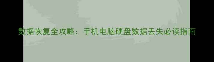 图片 数据恢复全攻略：手机电脑硬盘数据丢失必读指南