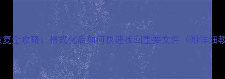 图片 数据恢复全攻略：格式化后如何快速找回重要文件（附详细教程）1
