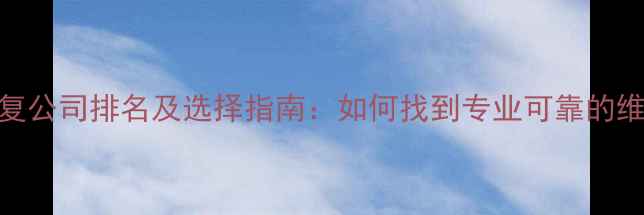 图片 数据恢复公司排名及选择指南：如何找到专业可靠的维修服务
