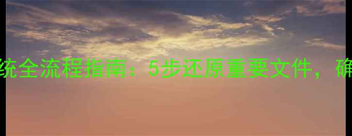 数据恢复到原系统全流程指南5步还原重要文件确保数据安全无忧