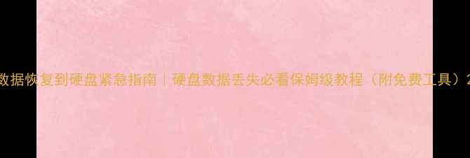 图片 数据恢复到硬盘紧急指南｜硬盘数据丢失必看保姆级教程（附免费工具）2