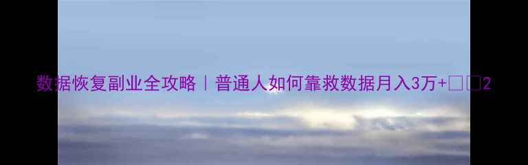 图片 数据恢复副业全攻略｜普通人如何靠救数据月入3万+💻💡2