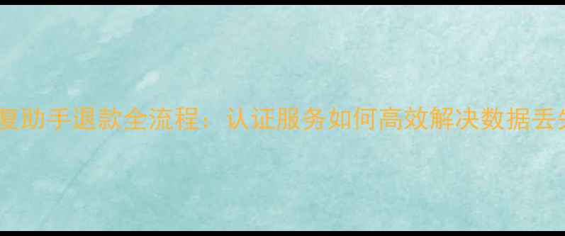 数据恢复助手退款全流程认证服务如何高效解决数据丢失问题