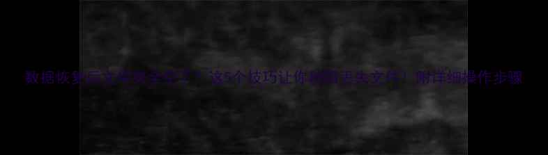 数据恢复后文件夹全空了这5个技巧让你秒回丢失文件附详细操作步骤