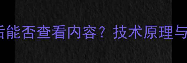 数据恢复后能否查看内容技术原理与操作指南