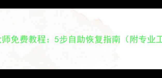 图片 数据恢复大师免费教程：5步自助恢复指南（附专业工具推荐）1