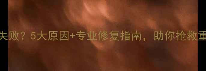 数据恢复失败5大原因专业修复指南助你抢救重要文件