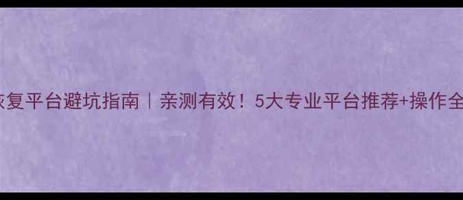 图片 数据恢复平台避坑指南｜亲测有效！5大专业平台推荐+操作全流程1
