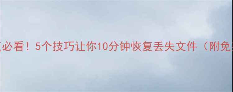 图片 数据恢复必看！5个技巧让你10分钟恢复丢失文件（附免费工具）