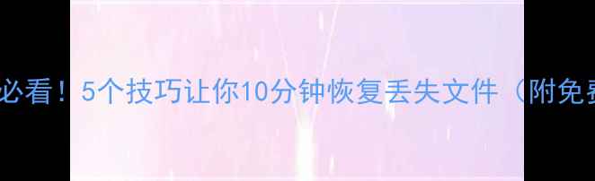 数据恢复必看5个技巧让你10分钟恢复丢失文件附免费工具