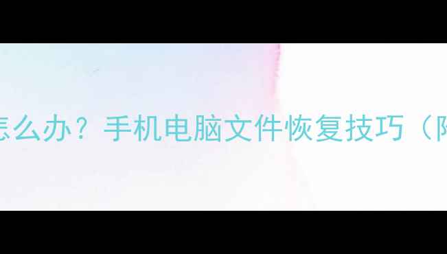 数据恢复慢怎么办手机电脑文件恢复技巧附工具推荐