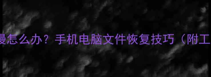 图片 数据恢复慢怎么办？手机电脑文件恢复技巧（附工具推荐）1