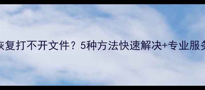 数据恢复打不开文件5种方法快速解决专业服务指南
