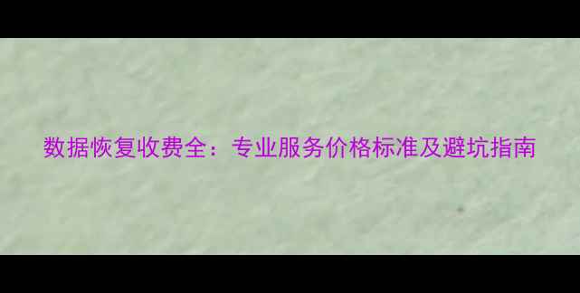 数据恢复收费全专业服务价格标准及避坑指南