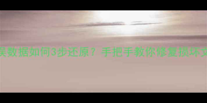 数据恢复教程错误数据如何3步还原手把手教你修复损坏文件附工具推荐