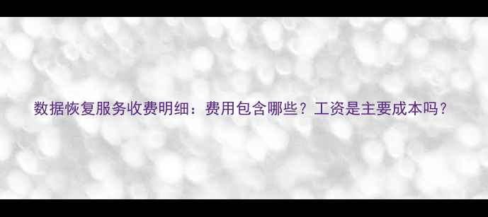 图片 数据恢复服务收费明细：费用包含哪些？工资是主要成本吗？