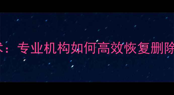 数据恢复核心技术专业机构如何高效恢复删除文件及电子证据