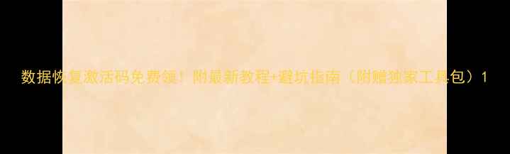 图片 数据恢复激活码免费领！附最新教程+避坑指南（附赠独家工具包）1