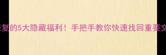 图片 数据恢复的5大隐藏福利！手把手教你快速找回重要文件💻2