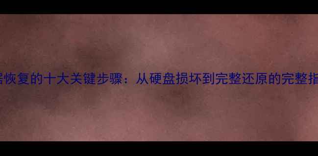 数据恢复的十大关键步骤从硬盘损坏到完整还原的完整指南