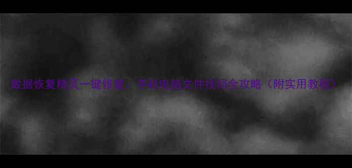 图片 数据恢复精灵一键修复：手机电脑文件找回全攻略（附实用教程）