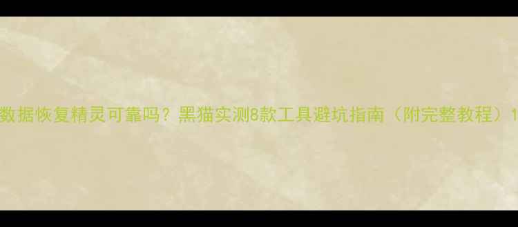 数据恢复精灵可靠吗黑猫实测8款工具避坑指南附完整教程