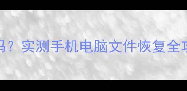 图片 数据恢复精灵真的有用吗？实测手机电脑文件恢复全攻略（附免费工具推荐）