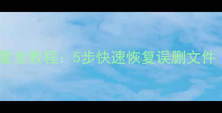 数据恢复精灵设置全教程5步快速恢复误删文件附工具推荐