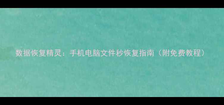 图片 数据恢复精灵：手机电脑文件秒恢复指南（附免费教程）