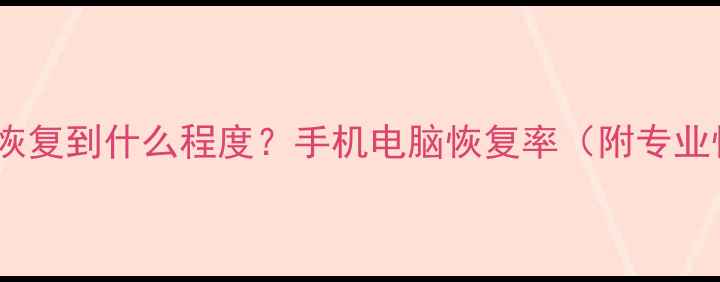 数据恢复能恢复到什么程度手机电脑恢复率附专业恢复指南