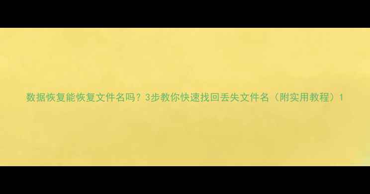 图片 数据恢复能恢复文件名吗？3步教你快速找回丢失文件名（附实用教程）1