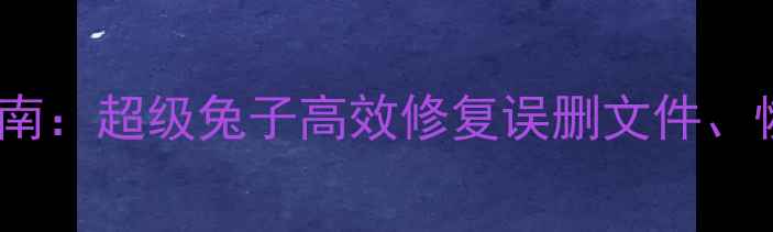 图片 数据恢复软件终极指南：超级兔子高效修复误删文件、恢复丢失数据全攻略2