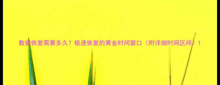 数据恢复需要多久极速恢复的黄金时间窗口附详细时间区间