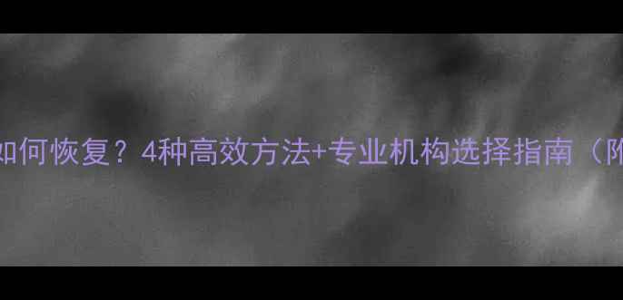 图片 数据清空后如何恢复？4种高效方法+专业机构选择指南（附避坑攻略）