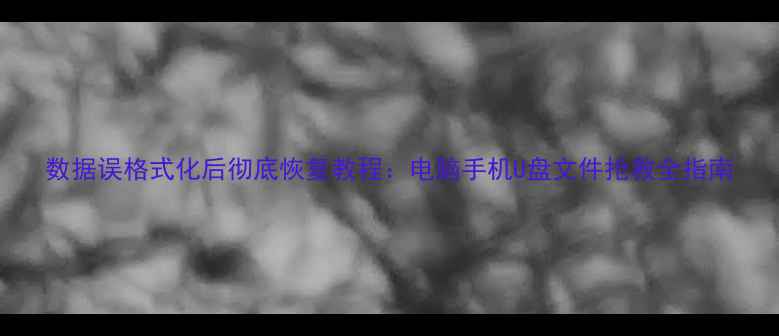 图片 数据误格式化后彻底恢复教程：电脑手机U盘文件抢救全指南