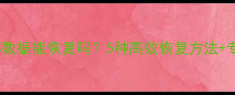图片 文件夹损坏数据能恢复吗？5种高效恢复方法+专业工具全1
