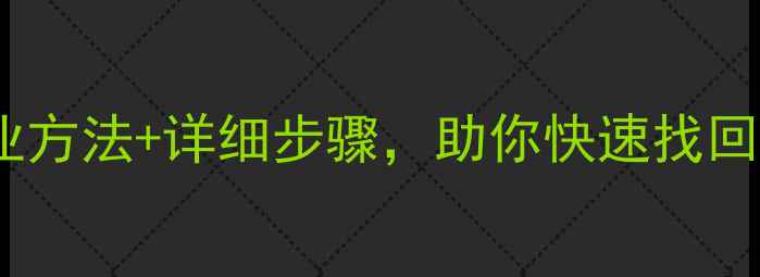文件损坏数据恢复全攻略专业方法详细步骤助你快速找回重要资料附实用工具推荐