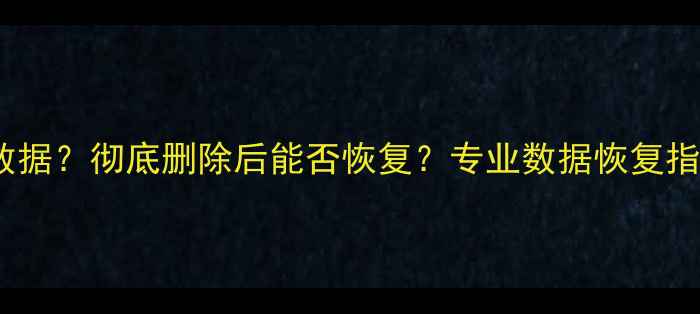 图片 文件被删可否恢复数据？彻底删除后能否恢复？专业数据恢复指南（附工具推荐）1