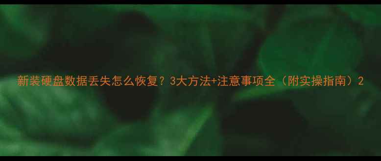 图片 新装硬盘数据丢失怎么恢复？3大方法+注意事项全（附实操指南）2