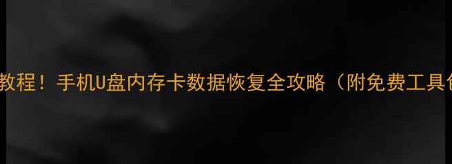 最新教程手机U盘内存卡数据恢复全攻略附免费工具包