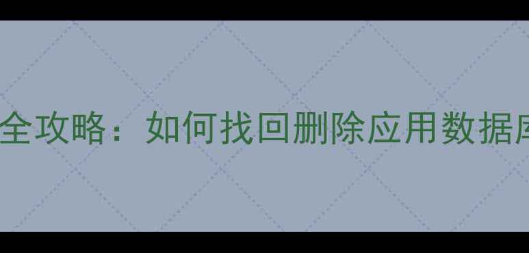最新数据恢复全攻略如何找回删除应用数据库详细教程