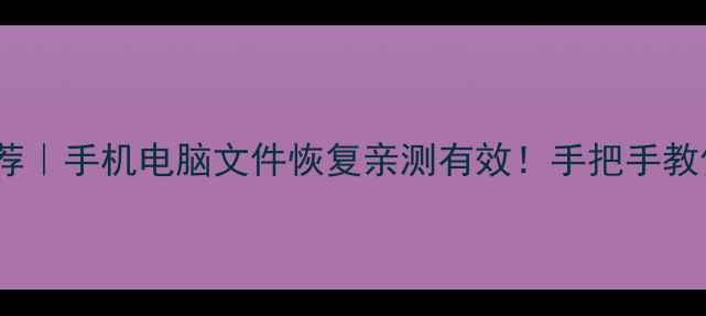 最新数据恢复软件推荐手机电脑文件恢复亲测有效手把手教你快速找回重要资料