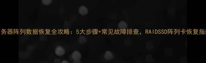 图片 服务器阵列数据恢复全攻略：5大步骤+常见故障排查，RAIDSSD阵列卡恢复指南