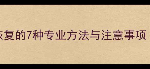 格式U盘后数据恢复的7种专业方法与注意事项附详细教程