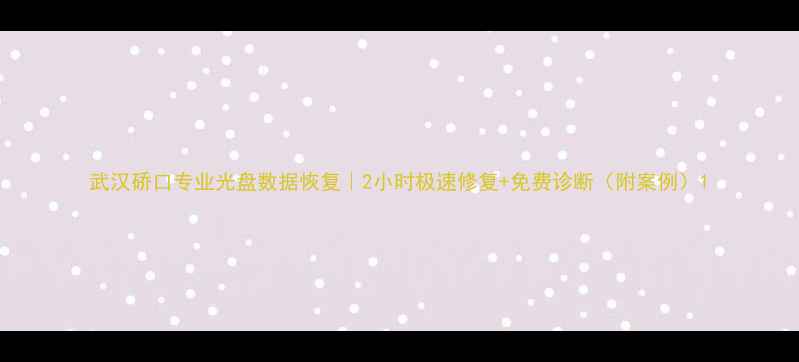 武汉硚口专业光盘数据恢复2小时极速修复免费诊断附案例