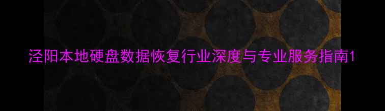 图片 泾阳本地硬盘数据恢复行业深度与专业服务指南1