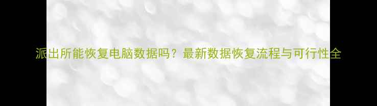 派出所能恢复电脑数据吗最新数据恢复流程与可行性全