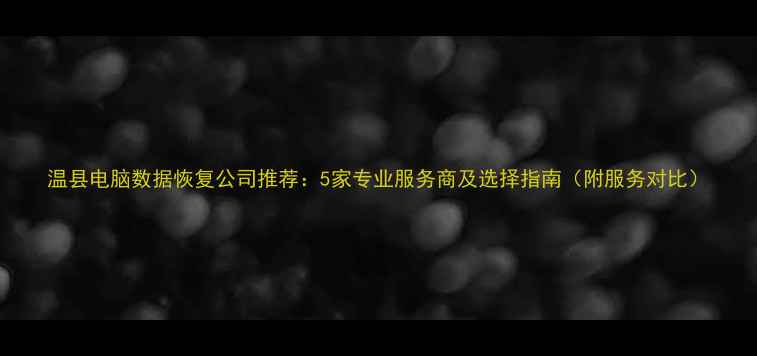图片 温县电脑数据恢复公司推荐：5家专业服务商及选择指南（附服务对比）